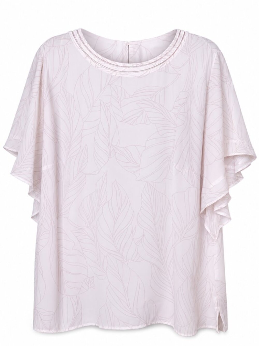 Liz Claiborne Leaf Print Flutter Sleeve Blouse Top Plus Size 3X Office Feminine